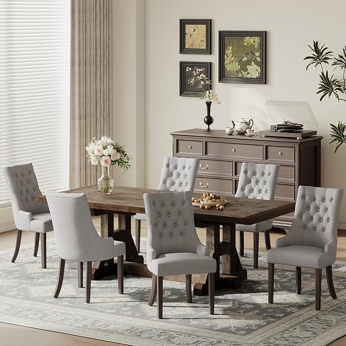 COLAMY Fabric Side Dining Chairs Set of 2, Wingback Upholstered Dining Room - Image 8