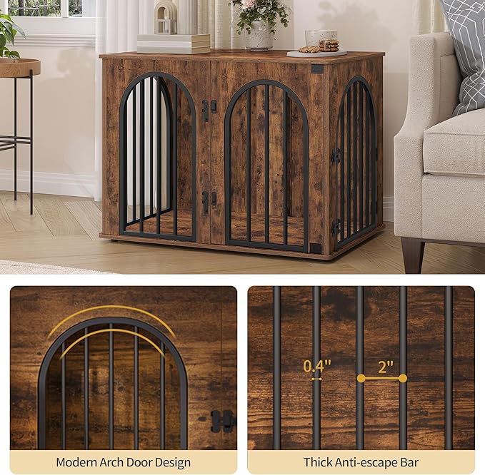 Hzuaneri 31.5'' Wooden Dog Crate Furniture, Indoor Dog Kennel Dogs Cage - Image 5