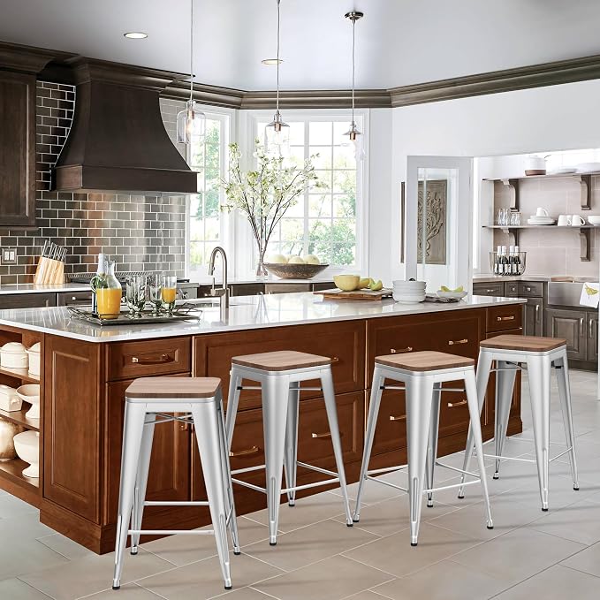 HAOBO Home 26" Backless Metal Counter Stool Height Bar Stools, Barstools - Image 3