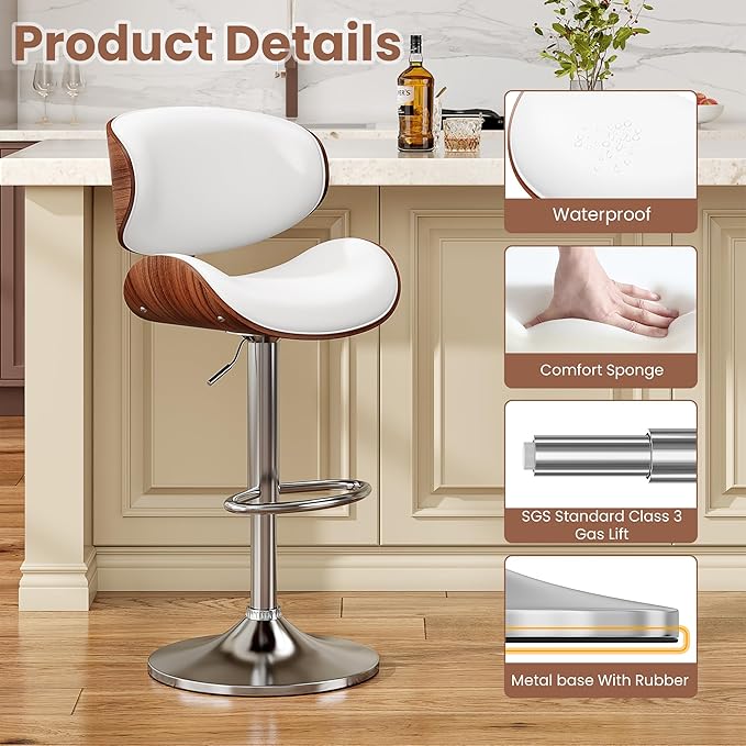 YaFiti Bar Stools Modern Swivel Bar Chairs, Barstools Counter Height - Image 5