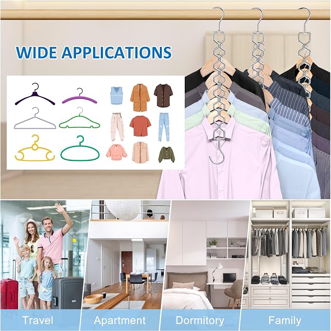12 Pack Space Saving Hangers for Clothes, Sturdy Metal Hangers Heavy Duty Magic - Image 3