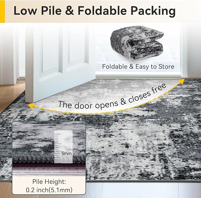 RELEANY Washable Area Rugs Square 7ft Non-Slip Modern Abstract Soft - Image 6