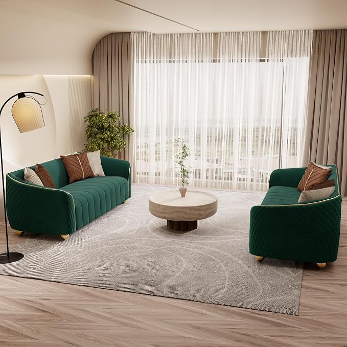 2-Piece Luxury Velvet Sofa Set for Living Room, Elegant Design Couch Set - Image 5