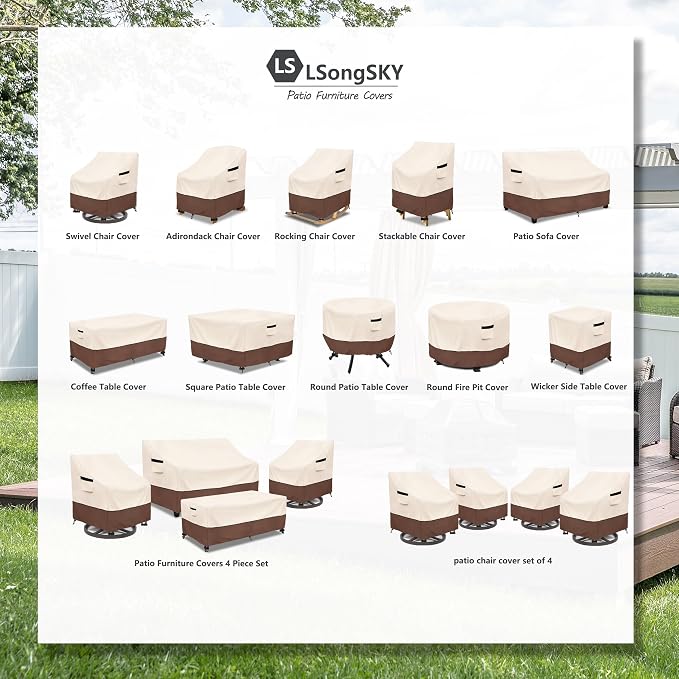 Patio 3-Seater Sofa Cover, Outdoor Couch Cover Fits up to 85W x 38D x 35H Inches - Image 2