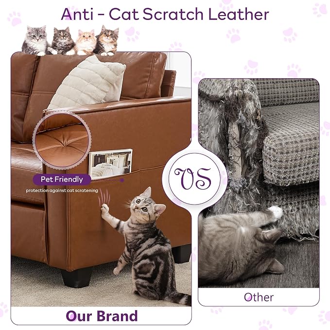 TYBOATLE 65" Faux Leather Love Seat Sofa - Image 6