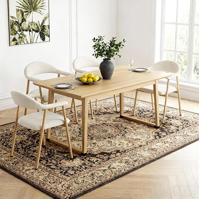 DUMOS Dining Chairs Set of 4, Linen Fabric Upholstered Kitchen Side Chairs - Image 7