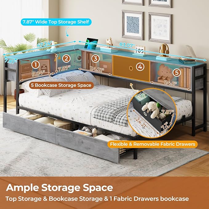 DICTAC Corner Bed Frame Twin XL - Image 5