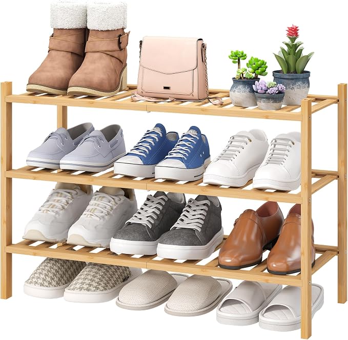 viewcare 3-Tier Free Standing Shoe Racks, Bamboo Wood Shoe Rack by VIEWCARE