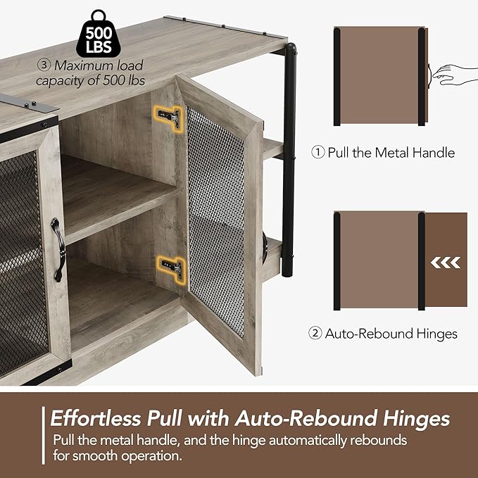 GarveeHome TV Stand for 65+ Inch TV, Rustic Entertainment Center TV Media - Image 3