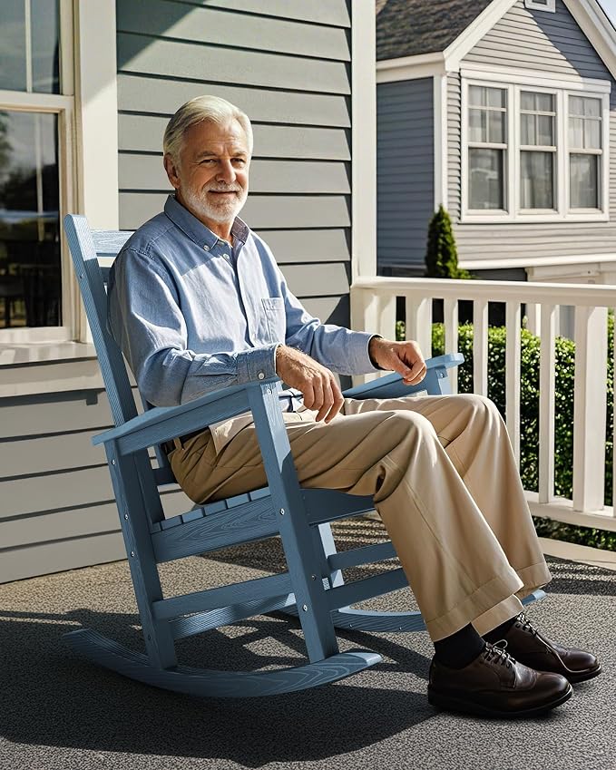 SERWALL Outdoor Rocking Chair, HDPE Rocking Chair - Image 8