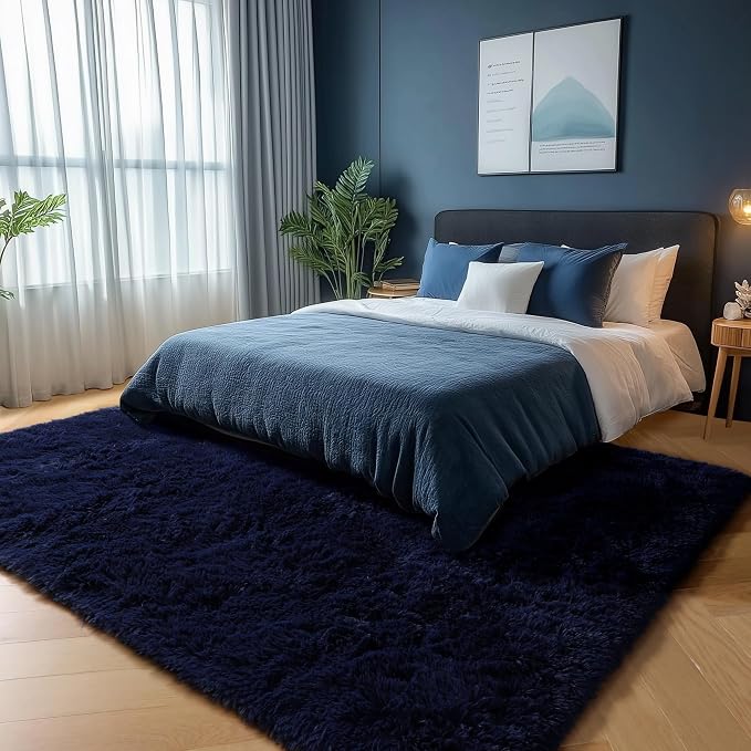 PAGISOFE Dark Navy Blue Rugs for Living Room 5x7 Ft, Plush Area Rugs for Bedroom - Image 9
