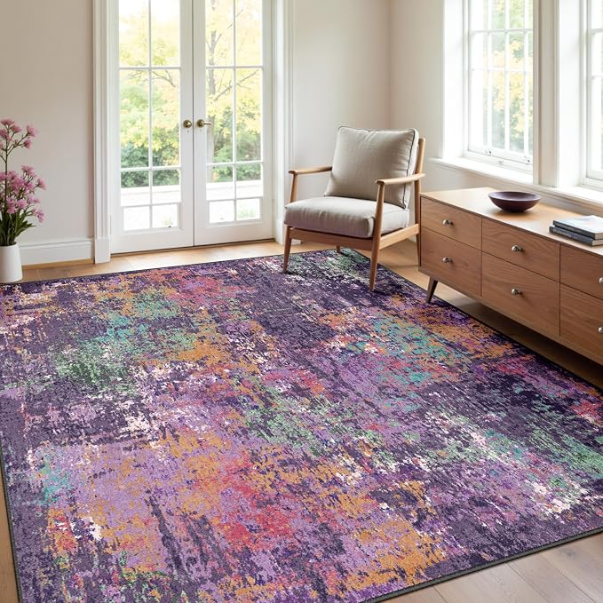RELEANY Washable Area Rugs Square 8ft Non-Slip Modern Abstract Soft - Image 6