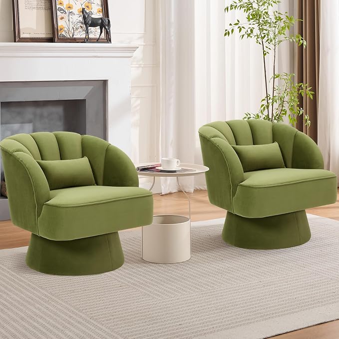 Garvee Ultra-Plush Swivel Accent Chair, 360° Barrel Lounge Chair by Garvee