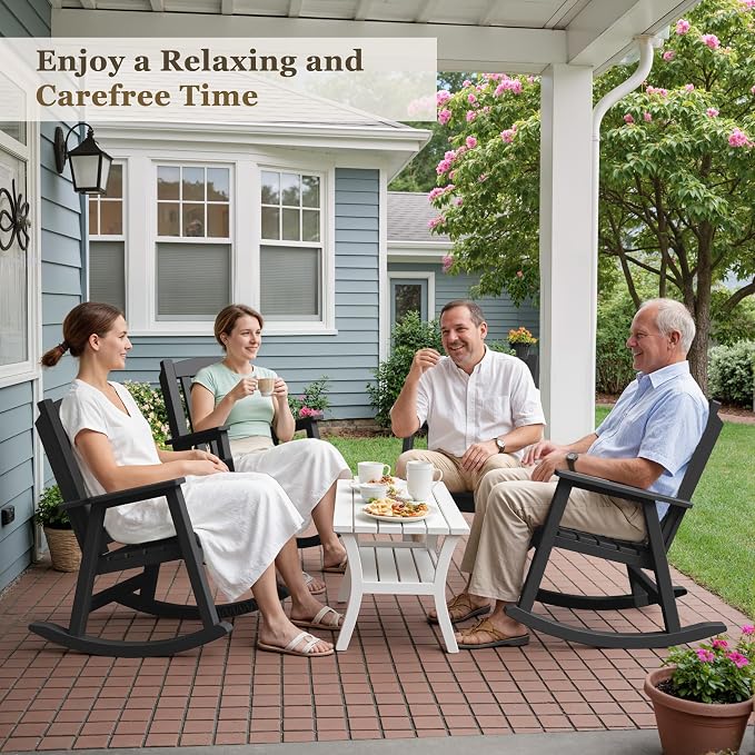 Greesum Outdoor Rocking Chair, 300lbs All-Weather Patio Rocker, Rust-Proof & - Image 2