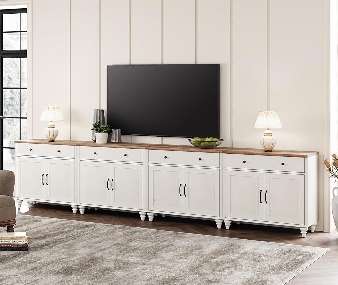 WAMAPT Buffet Cabinet with 8 Doors and 4 Drawers, Large Coffee Bar Table Wood - Image 5