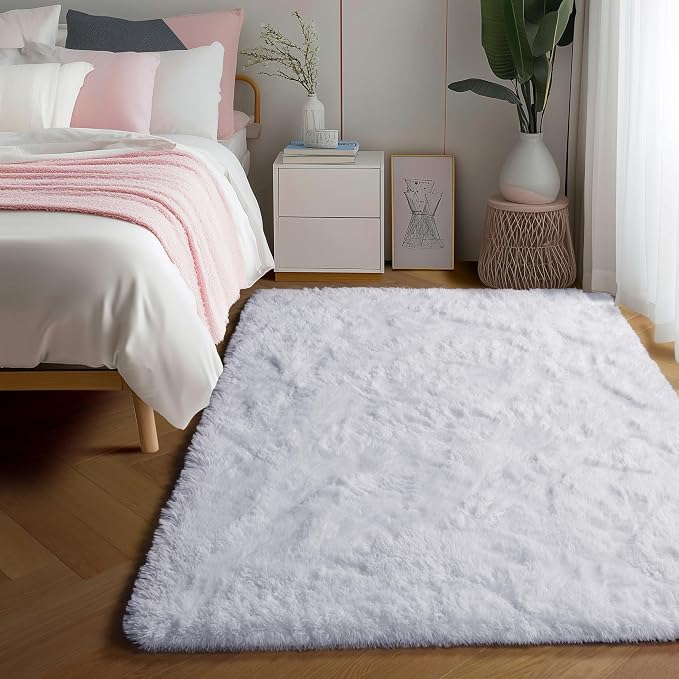PAGISOFE White Fluffy Shag Area Rugs - Image 2