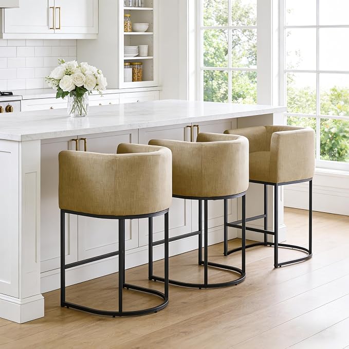 ClinQ 26" H Counter Height Bar Stools Set of 1, Modern Barrel Counter Stools - Image 7
