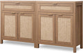 SICOTAS Sideboard Buffet Cabinet Set of 2, Rattan Credenza Storage Cabinet by SICOTAS