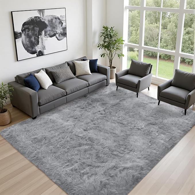 Fluffy Area Rugs 9x12 Living Room Bedroom: Ultra Soft Shag Rug Upgrade Non-Slip - Image 2