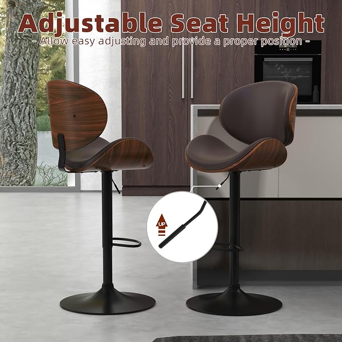 civama Bar Stools Set of 6 for Kitchen Counter, Adjustable Bar Height Chairs - Image 3