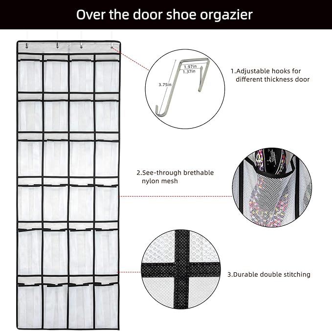 SAVERHO Over the Door Shoe Organizer, Hanging Shoe Organizer - Image 3