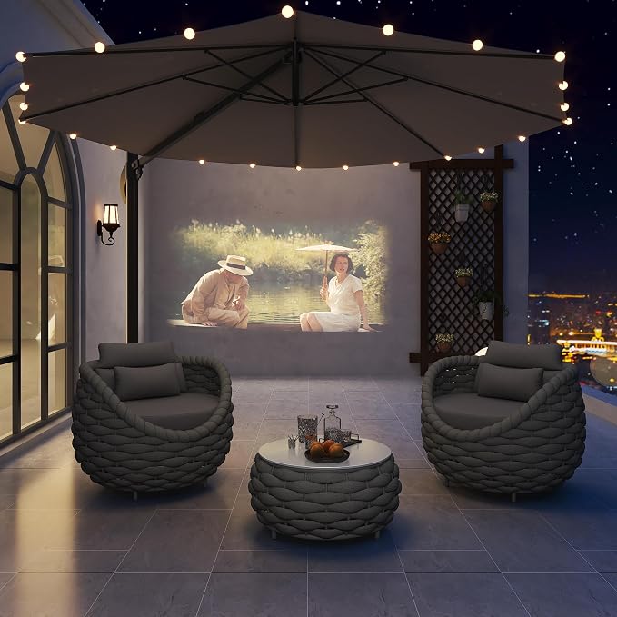 TWT 3 Pieces Aluminum Patio Furniture Set, Hand Woven Textilene Rope Outdoor - Image 8