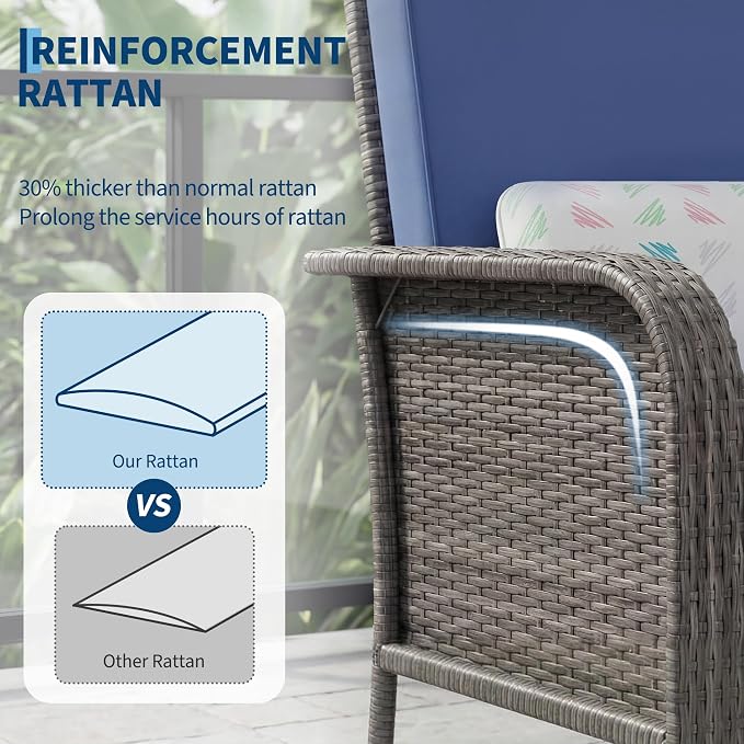GAOMON 2-Piece Outdoor Patio Furniture Set, Rattan Lounge Chairs - Image 4