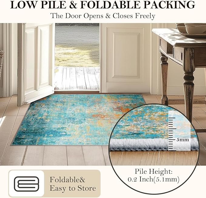 RELEANY Washable Area Rugs 2'x6' Non-Slip Modern Abstract Soft - Image 5