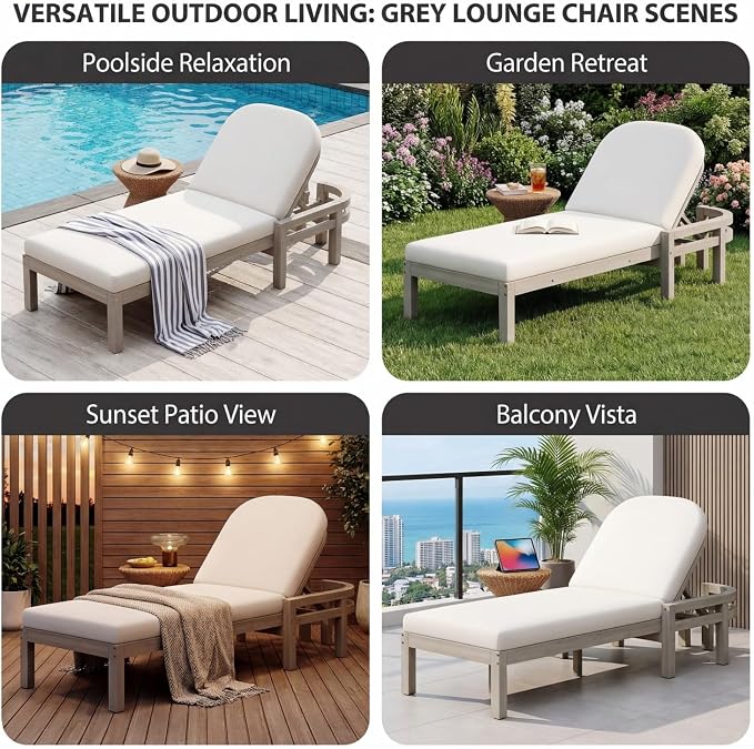 Outdoor Chaise Lounge Chair Set of 3, Patio Chaise Lounge Recliner - Image 4