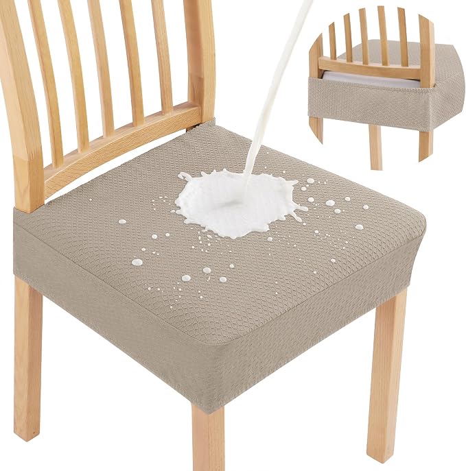 Smiry Waterproof Seat Covers for Dining Room Chairs Set of 8, Stretch Jacquard by Smiry