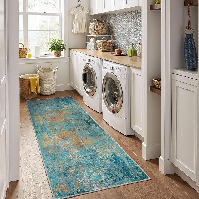 RELEANY Washable Area Rugs 2'x6' Non-Slip Modern Abstract Soft - Image 2