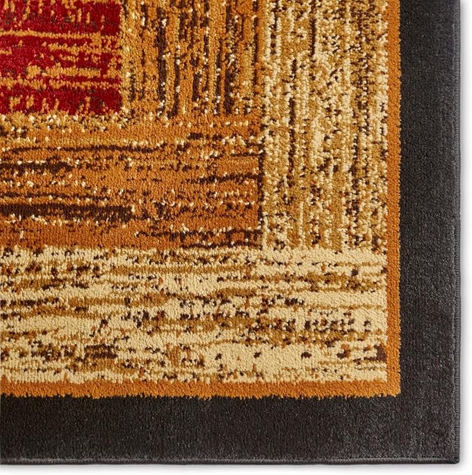 Home Dynamix Vega Modern Area Rug, Geometric Black/Brown/Red 5'2"X7'2" - Image 5
