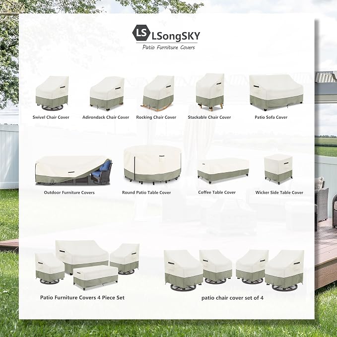 Patio Furniture Covers 4 Piece Set, 600d Heavy Duty Outdoor Furniture Covers - Image 4