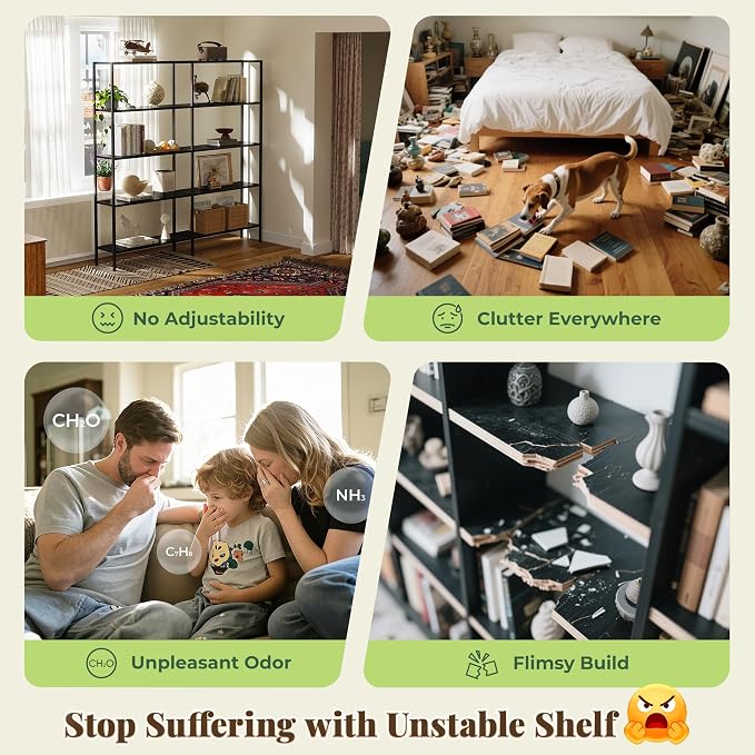 Huuger 6 Tier Bookshelf, L Shaped Corner Bookshelf - Image 5