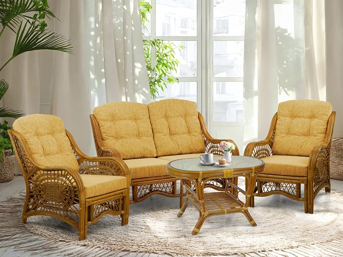 Malibu Lounge Loveseat Sofa Natural Rattan Wicker Handmade Design - Image 6