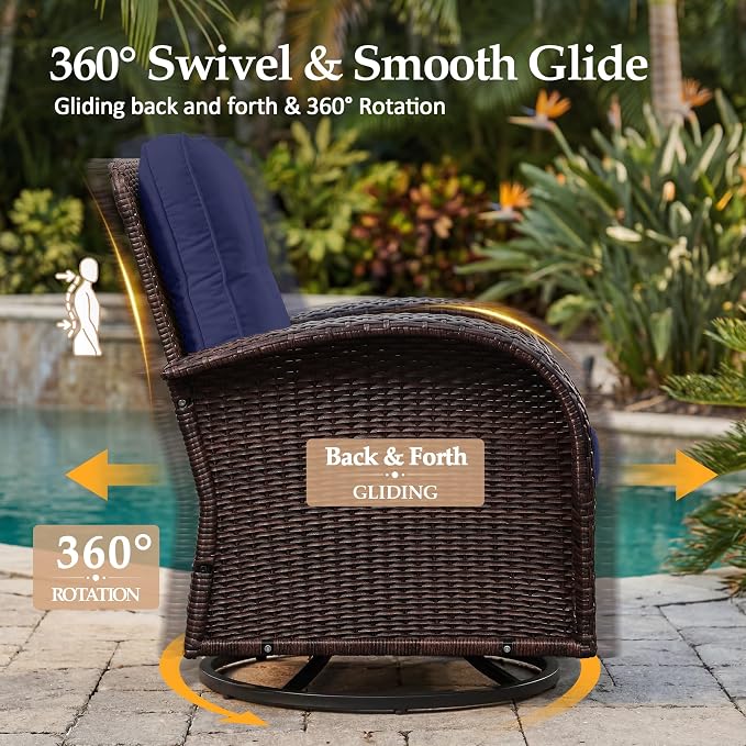 UPHA 6 Pieces Patio Furniture Sets, Wicker Outdoor Sofa Set - Image 3