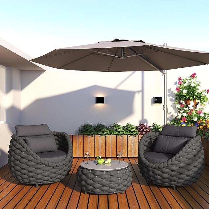 TWT Aluminum Patio Furniture Set Three Seater Sofa Outdoor Furniture Set - Image 7