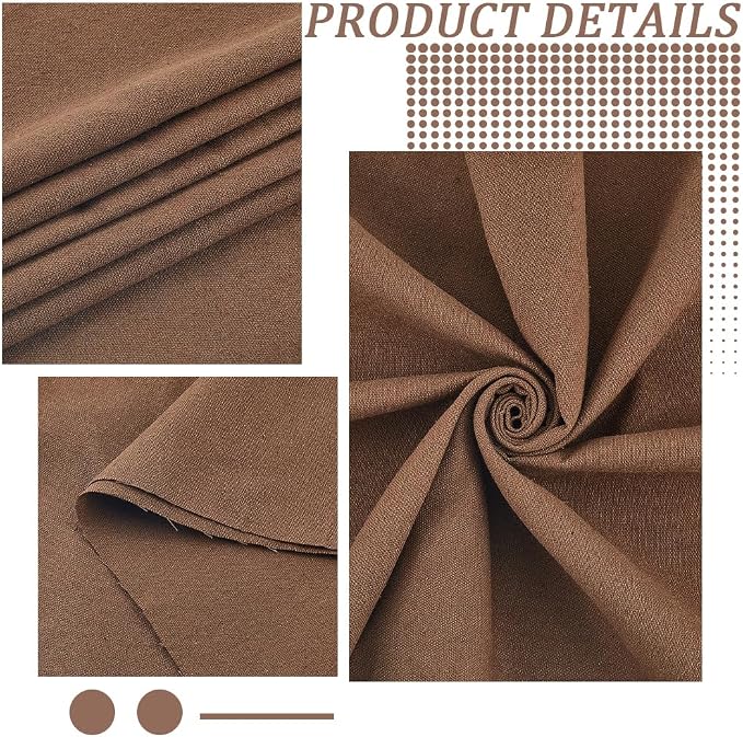 59.06 Inch Coffee Brown Needlework Fabric Natural Cotton Linen Cloth Quilting - Image 6