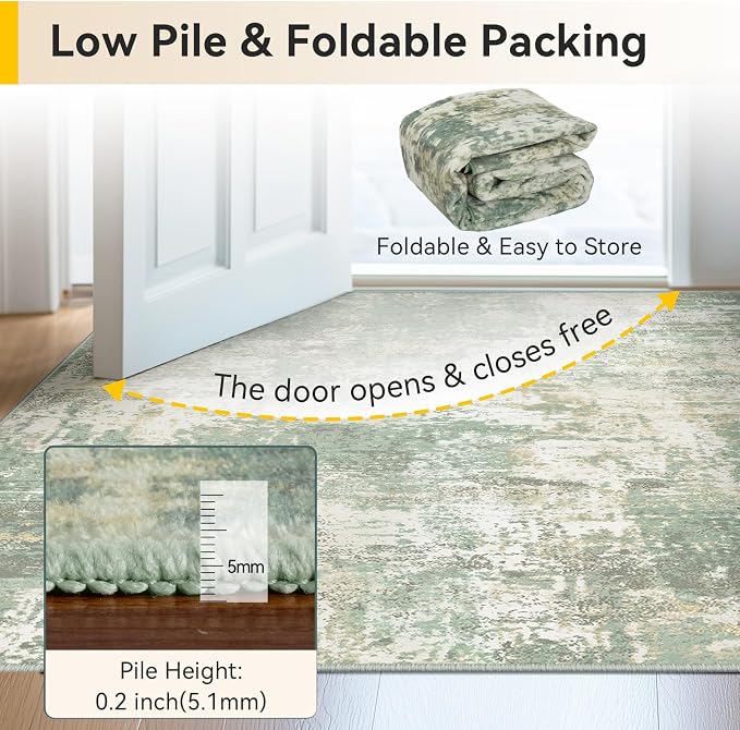 RELEANY Washable Area Rugs 4'x6' Non-Slip Modern Abstract Soft - Image 6