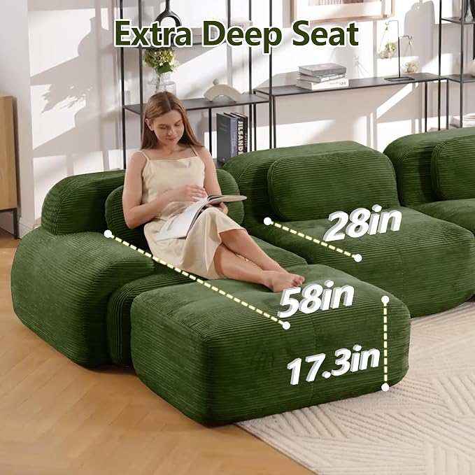 Boneless Sectional Couch, No Assembly Required, 152.7” Modular Cloud Sofa - Image 5