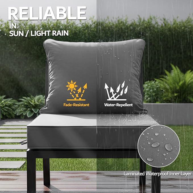 24x24 Inch Outdoor Chair Cushions Set of 2, Patio Furniture Cushions - Image 3