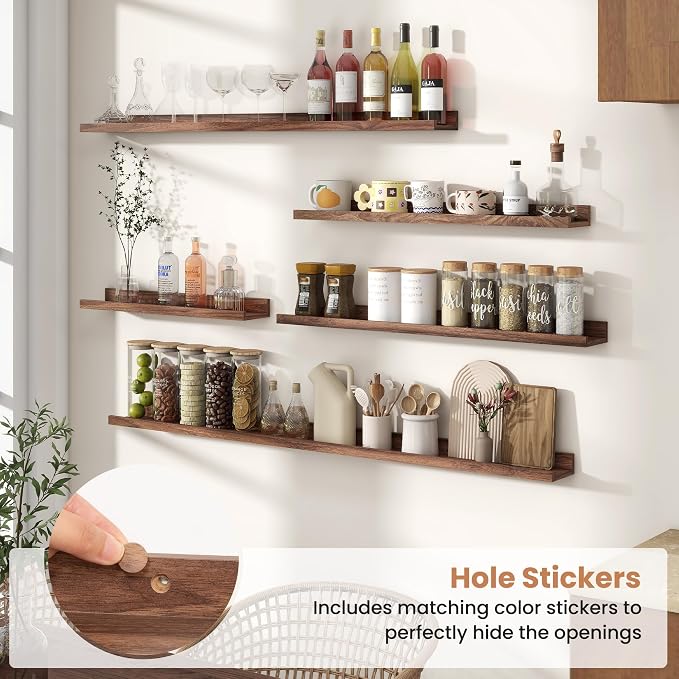 Fun Memories Picture Ledge Shelves Set of 2, 55 Inch Rustic Wall Mounted - Image 5