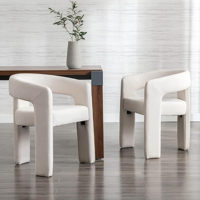 RIVOVA Modern Barrel Dining Chairs Set of 4, Linen Upholstered Accent Side Chair - Image 7