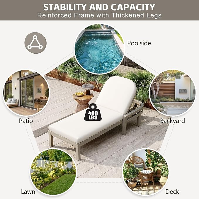 Outdoor Chaise Lounge Chair Set of 3, Patio Chaise Lounge Recliner - Image 8
