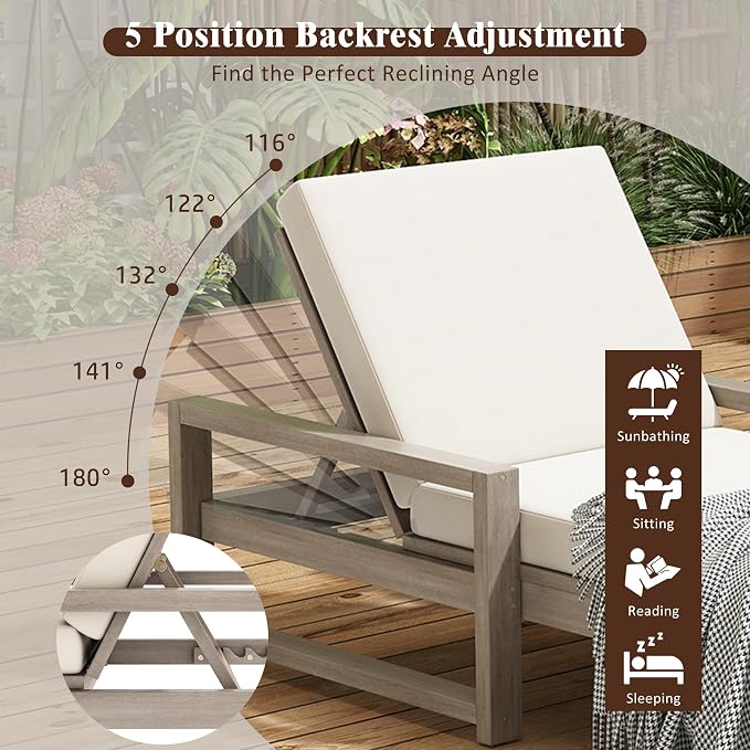 Outdoor Chaise Lounge Chair Set of 4, Patio Chaise Lounge Recliner - Image 8