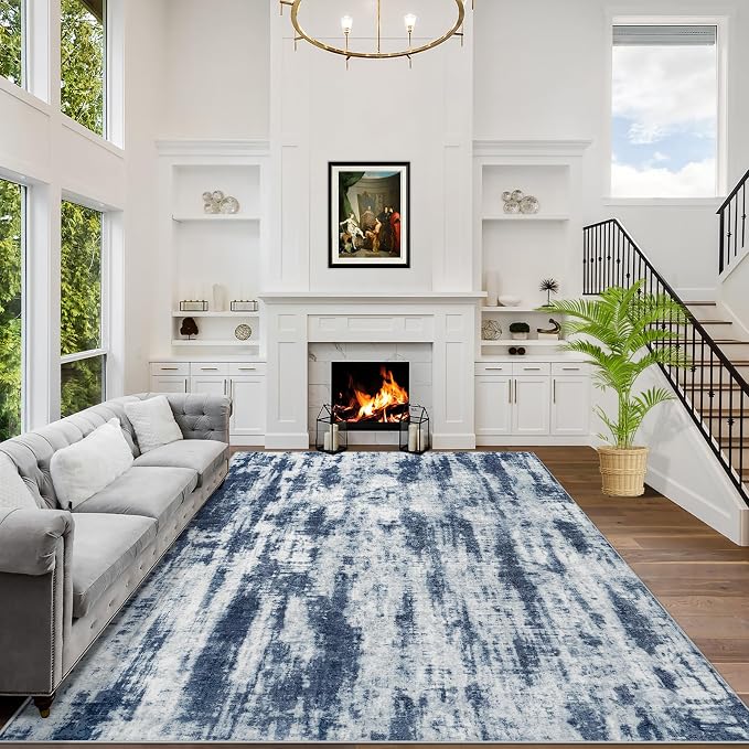 9x12 Area Rugs Washable Rug: Modern Abstract Living Room Rug Soft Anti-Skid by GENTDRIZZ