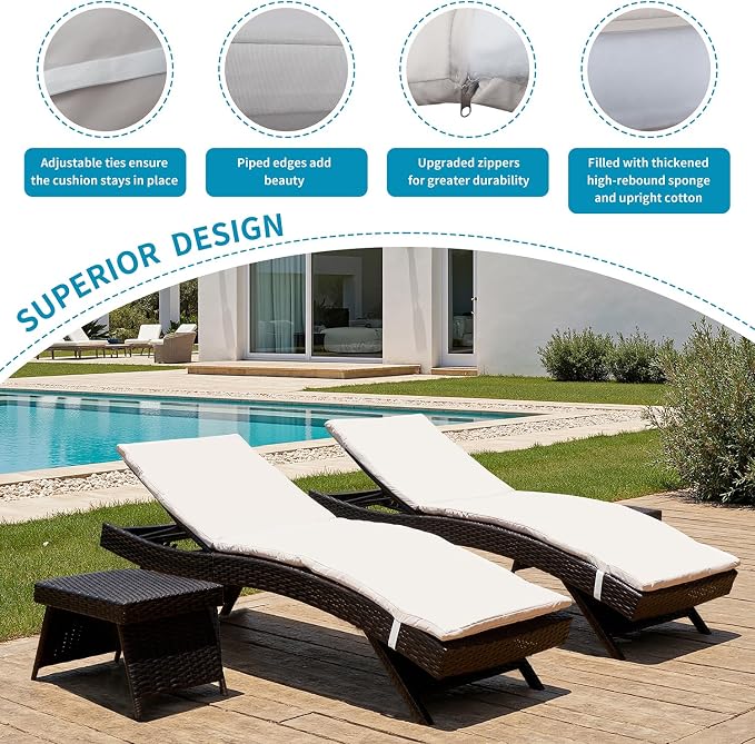 Outdoor Chaise Lounge Chairs Set of 1 - Image 5
