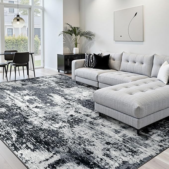 RELEANY Washable Area Rugs Square 7ft Non-Slip Modern Abstract Soft - Image 8
