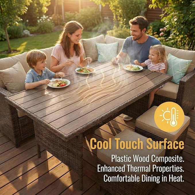 Wisteria Lane 7 Piece Patio Furniture Set, High Curved Back Wicker Patio - Image 5