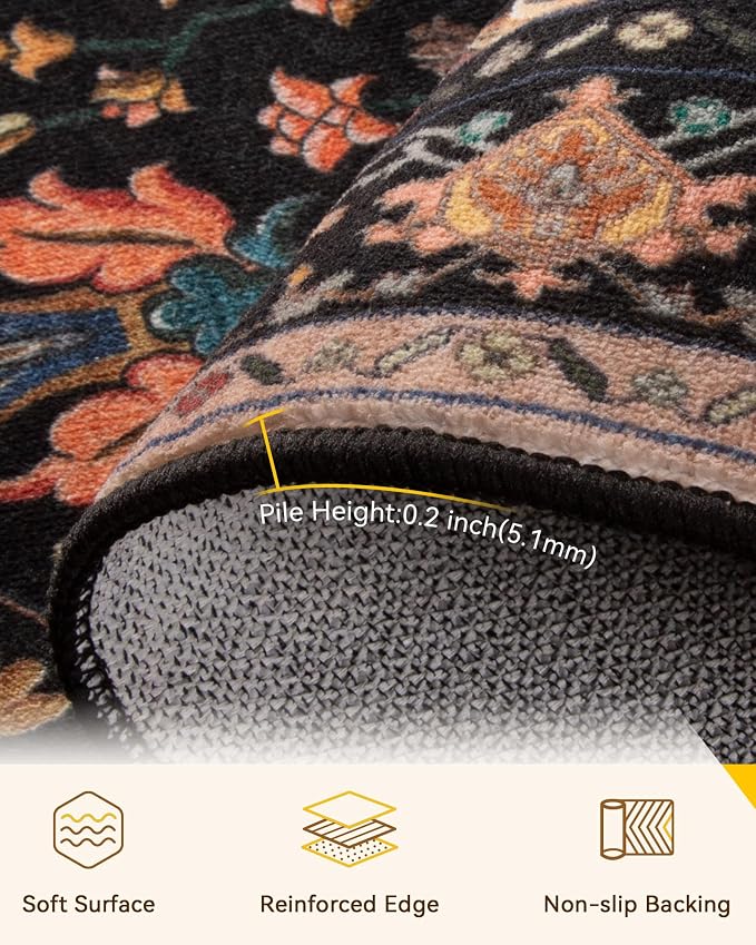 RELEANY Area Rugs 3'x8' Runner Rug Non Slip Washable - Image 4